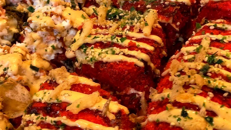 Flamin' Hot Cheetos musubi